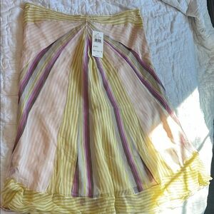 BCBG Max Azria Collection Silk Striped Multicolor Skirt NWT size 10